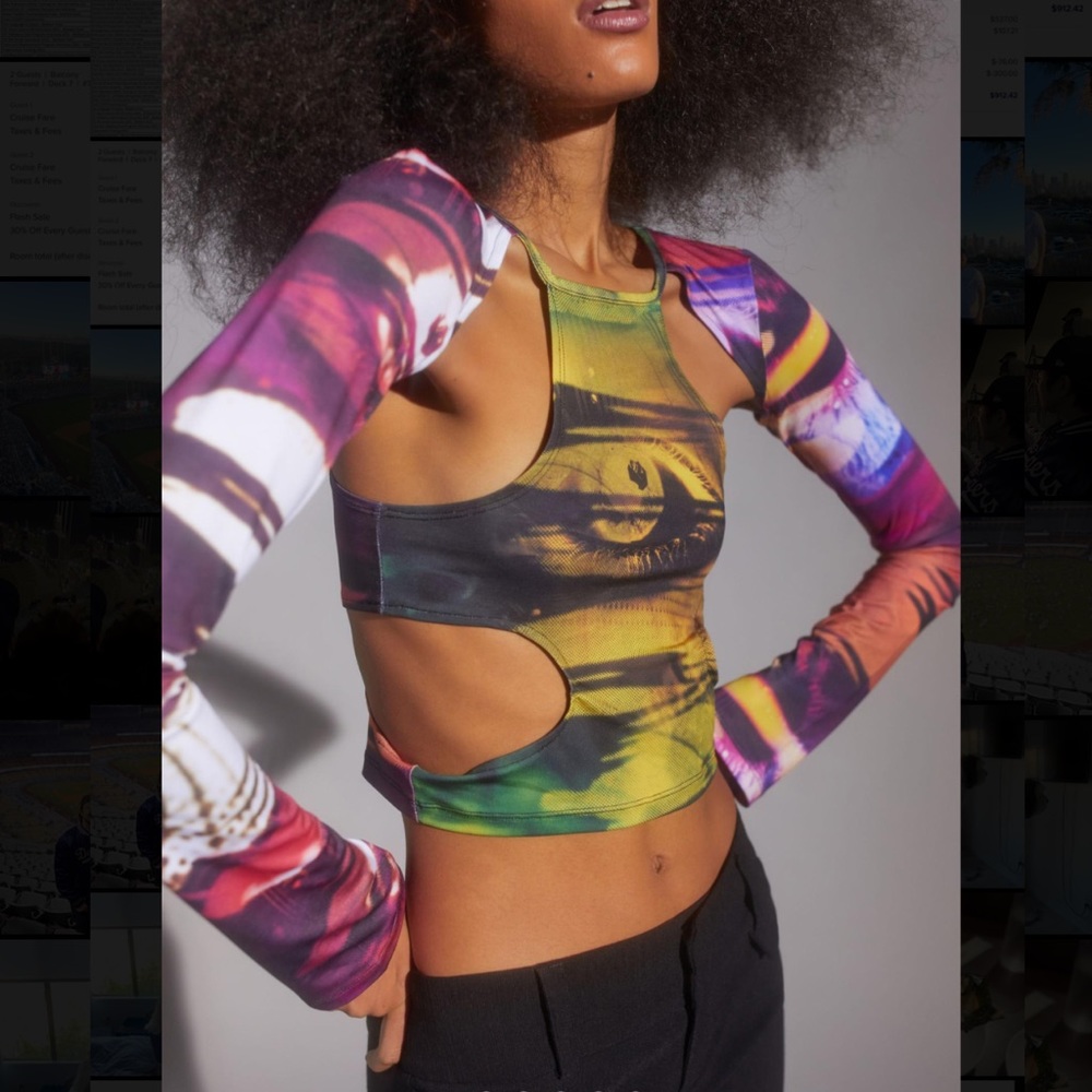 NWT Jaded London Printed Cutout Top Size 4